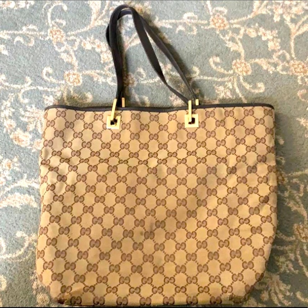 Gucci Bags | Gucci Beige Canvas and Leather Tote |